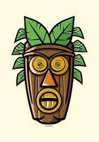 capturar el esencia de tribal Arte con un dibujado a mano de madera tiki máscara logo. sus rústico encanto y cultural significado hacer eso un destacar elección para tu marca vector