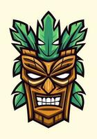 Wooden tiki mask tribal logo, hand drawn with intricate details. A captivating blend of culture, art, and identity for your brand vector