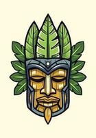 capturar el esencia de tribal Arte con un dibujado a mano de madera tiki máscara logo. sus rústico encanto y cultural significado hacer eso un destacar elección para tu marca vector