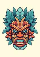 capturar el esencia de tribal Arte con un dibujado a mano de madera tiki máscara logo. sus rústico encanto y cultural significado hacer eso un destacar elección para tu marca vector