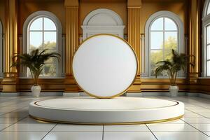 oro cicular pedestales podio para producto presentación geométrico formas foto