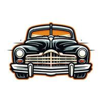 Vintage car hand drawn logo design illustration vector