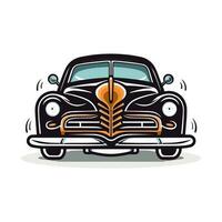 Vintage car hand drawn logo design illustration vector