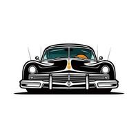 Vintage car hand drawn logo design illustration vector