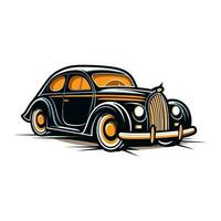 Vintage car hand drawn logo design illustration vector