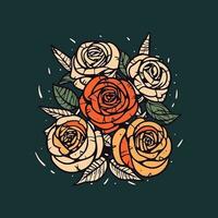 rosas flor mano dibujado logo diseño ilustración vector