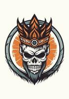 A captivating hand drawn logo design illustration featuring a skull warrior. Perfect for expressing power, courage, and resilience vector