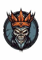 A striking hand drawn logo design illustration of a skull warrior, evoking a sense of intensity, determination, and fearless spirit vector