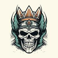 A fierce skull warrior depicted in a hand drawn logo design illustration. Conveys strength, bravery, and a warrior spirit vector