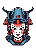 Japanese samurai girl illustration vector