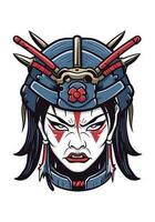 Japanese samurai girl illustration vector