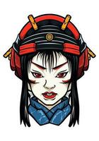 Japanese samurai girl illustration vector