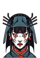 Japanese samurai girl illustration vector