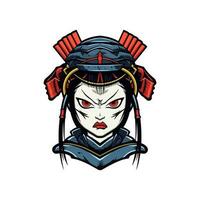 Japanese samurai girl illustration vector