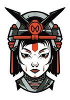 Japanese samurai girl illustration vector