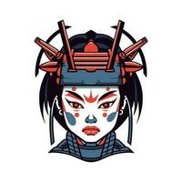 Japanese samurai girl illustration vector