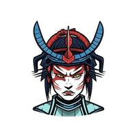 Japanese samurai girl illustration vector
