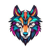 wolf head hand drawn logo design illustration vector