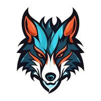 wolf head hand drawn logo design illustration vector