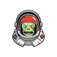 Zombie astronaut hand drawn logo design illustration with a cosmic twist. Perfect for sci fi enthusiasts and space themed brands vector