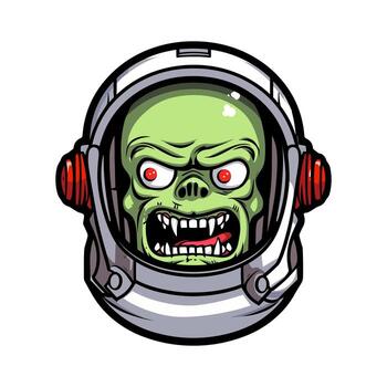 explorar el reinos de el muertos vivientes y exterior espacio con esta único zombi astronauta mano dibujado logo diseño ilustración. obtener notado con un toque de de otro mundo horror vector
