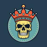 Crowned Skull Illustration Embrace the dark elegance of this hand drawn logo featuring a skull adorned with a majestic crown vector
