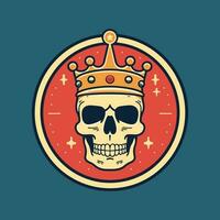 Crowned Skull Illustration Embrace the dark elegance of this hand drawn logo featuring a skull adorned with a majestic crown vector