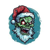 Papa Noel zombi mano dibujado logo diseño ilustración vector