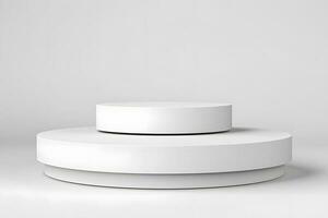 Simple white Pedestals Podium for product presentation geometrical shapes photo