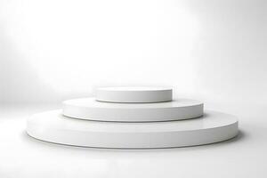 Simple white Pedestals Podium for product presentation geometrical shapes photo