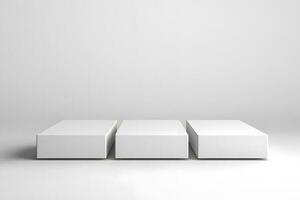 Simple white Pedestals Podium for product presentation geometrical shapes photo