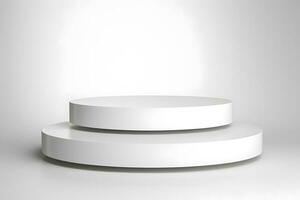 Simple white Pedestals Podium for product presentation geometrical shapes photo