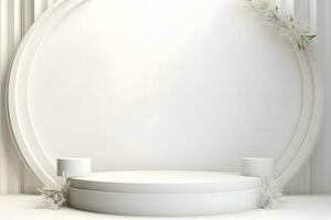 Simple white Pedestals Podium for product presentation geometrical shapes photo