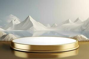 Gold Pedestals Podium for product presentation geometrical shapes photo