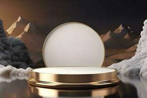 Gold Pedestals Podium for product presentation geometrical shapes photo