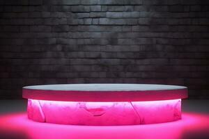 Neon light Pedestals Podium for product presentation geometrical shapes photo