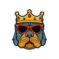 bulldog head wearing sunglasses hand drawn logo design illustration vector