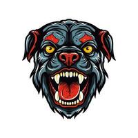 Angry bulldog head hand drawn logo design illustration vector