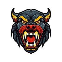 Angry bulldog head hand drawn logo design illustration vector