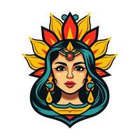 Chicano girl logo design illustration A fusion of art and culture, capturing the spirit and resilience of the Chicano community. Bold, empowering, and visually striking vector