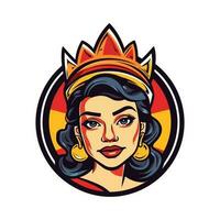 queen girl logo design illustration A fusion of art and culture, capturing the spirit and resilience of the Chicano community. Bold, empowering, and visually striking vector