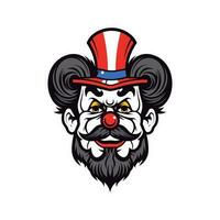 Bold and striking clown head logo design illustration, infused with vibrant colors and intricate details, evoking a sense of joy and entertainment vector