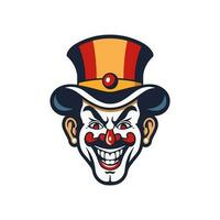 Bold and striking clown head logo design illustration, infused with vibrant colors and intricate details, evoking a sense of joy and entertainment vector