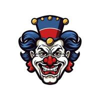 Expressive clown head logo design illustration, capturing the whimsical charm and playful spirit in a unique and captivating way vector