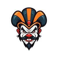 Expressive clown head logo design illustration, capturing the whimsical charm and playful spirit in a unique and captivating way vector