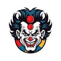 Expressive clown head logo design illustration, capturing the whimsical charm and playful spirit in a unique and captivating way vector