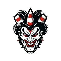 clown head hand drawn logo design illustration vector