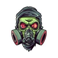 biohazard gas mask hand drawn logo design illustration vector