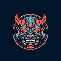 Oni Hannya mask illustration A captivating blend of traditional and fierce, symbolizing strength and passion. Perfect for bold branding and designs vector