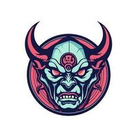 Oni Hannya mask illustration A captivating blend of traditional and fierce, symbolizing strength and passion. Perfect for bold branding and designs vector